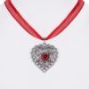 Collier mit Herzanhänger und Rosenblüte 005463