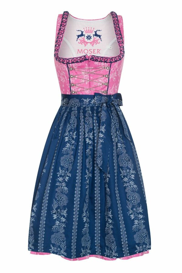 Midi Dirndl 65cm pink-dunkelblau Rosalinda 130936