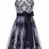 Midi Dirndl 65 cm silber blau Königselfe 012136