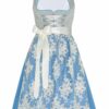 Midi Dirndl 65cm hellblau silber mit Spitzenschürze Nicoletta 006867