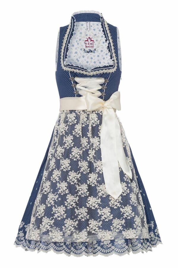 Midi Dirndl 65cm blau creme Sammy 001925