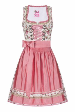 Mini Dirndl 55cm creme geblümt rosa Linda 006923