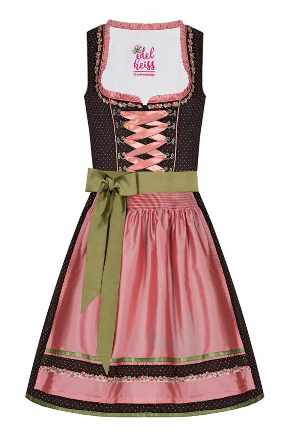 Mini Dirndl 55cm braun gepunktet apricot Luise 006928