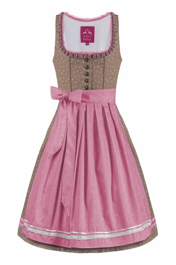 Mini Dirndl 60cm taupe rosa Elinore 004126