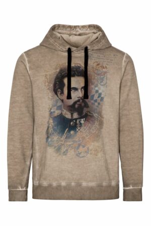 Trachten Sweatshirt mit Kapuze taupe Renzo 009404