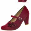 Pumps dunkelrot mit aufgesetzten Rosen 003877