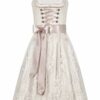 Hochzeitsdirndl midi 70cm creme gemustert mit Perlen 007019