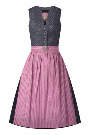 Midi Dirndl 65 cm anthrazit altrosa Stretch Viola 008846 - limitiert