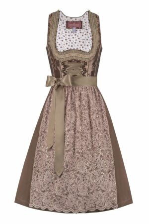 Midi Dirndl 65cm braun taupe Romana 004752