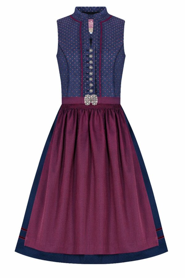 Midi Dirndl 65cm dunkelblau pflaume Rosi 006394 - limitiert