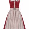 Midi Dirndl 70cm rot beige Babett 004698 - limitiert