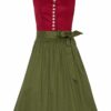 Midi Dirndl 65cm rot oliv gemustert Viona 003672 - limitiert