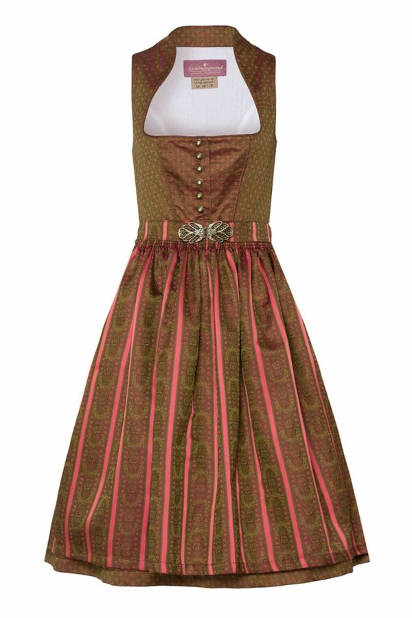 Midi Dirndl 70 cm oliv geblümt koralle Katrin 003740 - limitiert