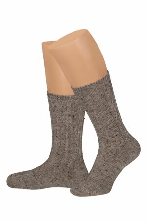 Trachtensocken kurz braun meliert Merinowolle Hubert 100271