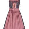 Mini Dirndl 55cm dunkelblau geblümt altrosa gepunktet Folla 007246