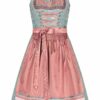 Mini Dirndl 55cm türkis geblümt apricot Farona 006998