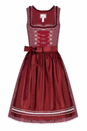 Mini Dirndl 60cm dunkelrot weiß gemustert Domenica 006475