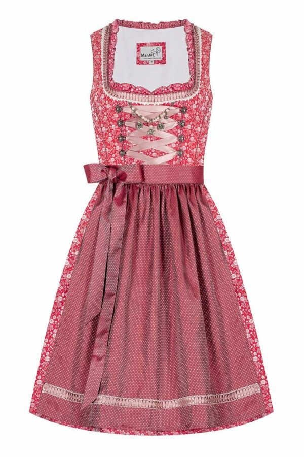 Mini Dirndl 60cm rot rosa gemustert Grada 008431