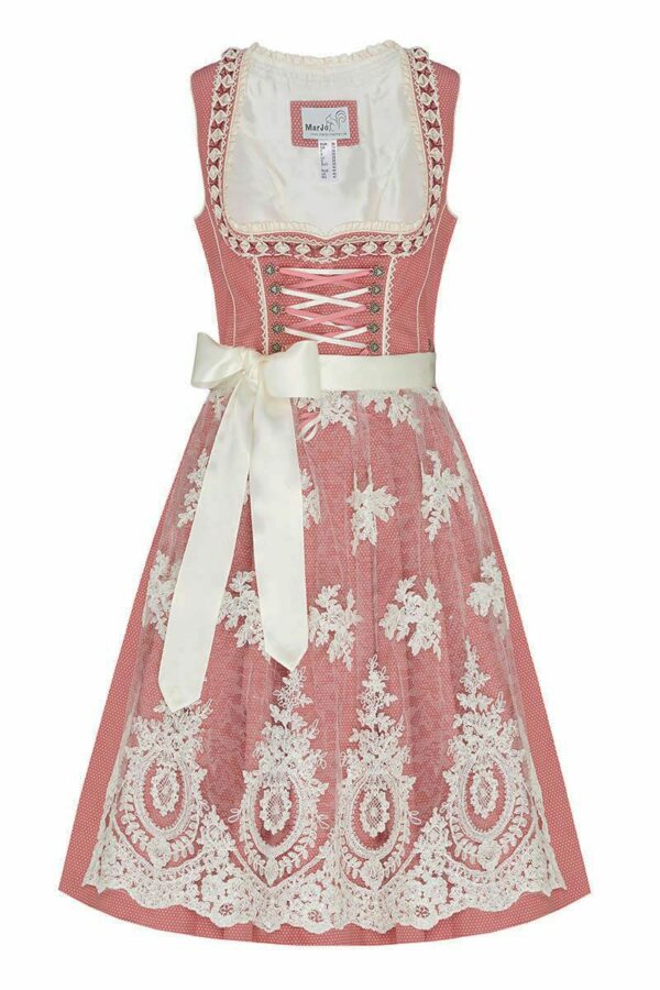 Mini Dirndl 60cm altrosa gepunktet creme Dagna 006175