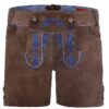 Damen Lederhose kurz braun blau Sigrid 003038