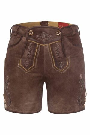 Damen Lederhose kurz mittelbraun Eva 120724