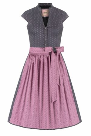 Midi Dirndl 65 cm grau altrosa Stretch Paula 010381