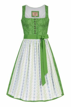 Midi Dirndl 65 cm grün weiß geblümt Traudl 010894