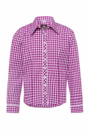 Kinder Trachtenbluse langarm pink karo 007149
