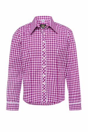 Kinder Trachtenbluse langarm pink karo 007149