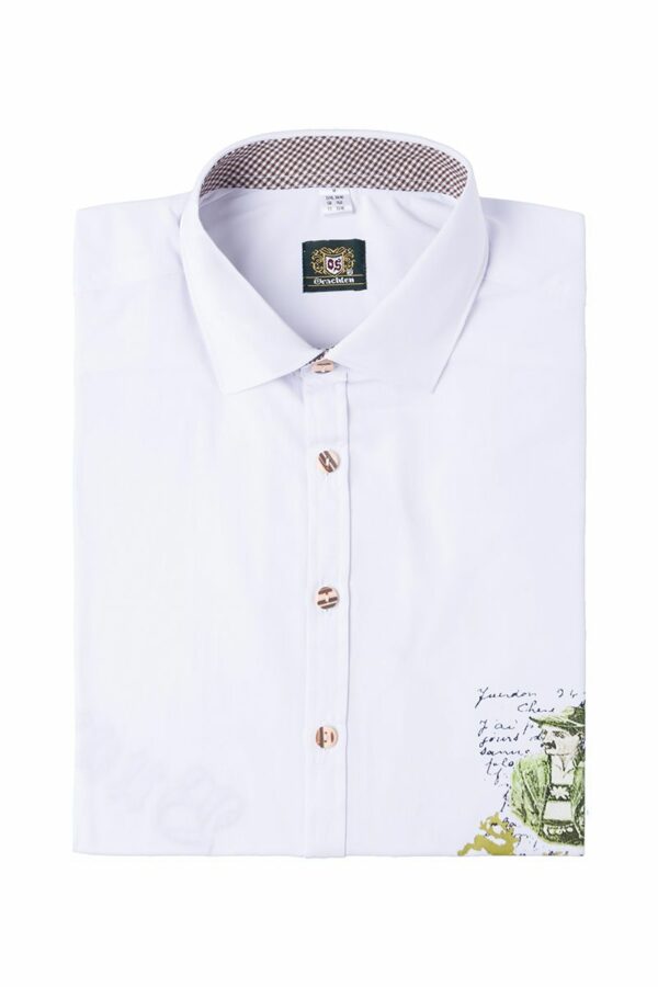 Trachtenhemd langarm weiß bedruckt slimfit 008545