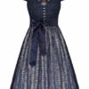 Midi Dirndl 70cm dunkelblau Satin-Spitze Britta 006278