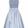 Midi Dirndl 70cm hellblau weiß 005024