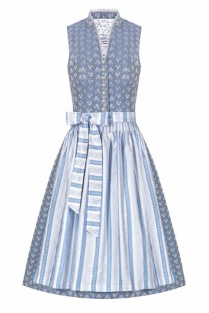 Midi Dirndl 70cm hellblau weiß 005024