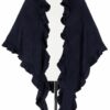 Poncho dunkelblau mit Rüschenkragen 009924