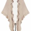 Poncho taupe mit Rüschenkragen 009916