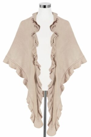 Poncho taupe mit Rüschenkragen 009916