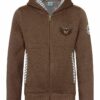 Kinder Kapuzen-Sweatjacke braun mit Hirschstickerei Ben 013487