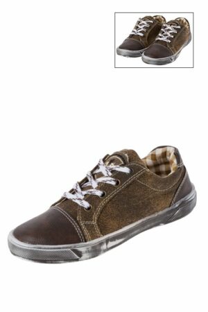 Kinder Trachtensneaker dunkelbraun weiß Nepomuk 002343