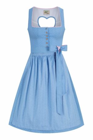 Midi Dirndl 65 cm hellblau rosa Herzl 014657