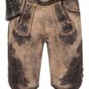 Lederhose kurz hellbraun antik mit Gürtel St. Virtus 007829