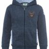Kinder Kapuzen-Sweatjacke jeansblau mit Hirschstickerei Ruben 001579