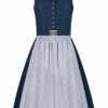 Midi Dirndl 65cm dunkelblau gemustert hellgrau Antonia 007376