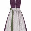 Midi Dirndl 70cm aubergine weiß gemustert Barbara 005286