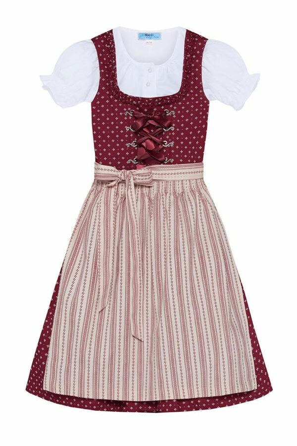 Kinder Dirndl dunkelrot beige gemustert Solana 009315