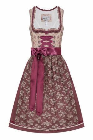 Mini Dirndl 60cm beige geblümt rosenholz Bulda 004729