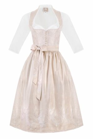 Hochzeitsdirndl lang 80cm creme Nicki inkl. Dirndlbluse 003659