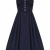 Dirndl lang 80 cm Gastro dunkelblau Britta 010944