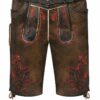 Lederhose kurz mit Gürtel braun rot bestickt SSV Jahn Regensburg 009809