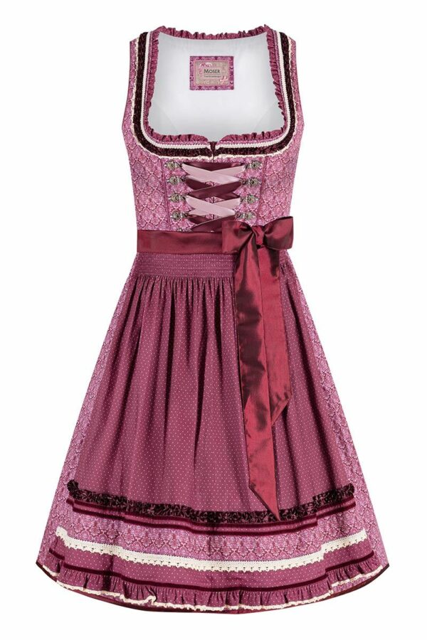 Mini Dirndl 55 cm dunkelrot gemustert Viktoria 010218