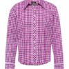 Kinder Trachtenbluse langarm pink karo 007149